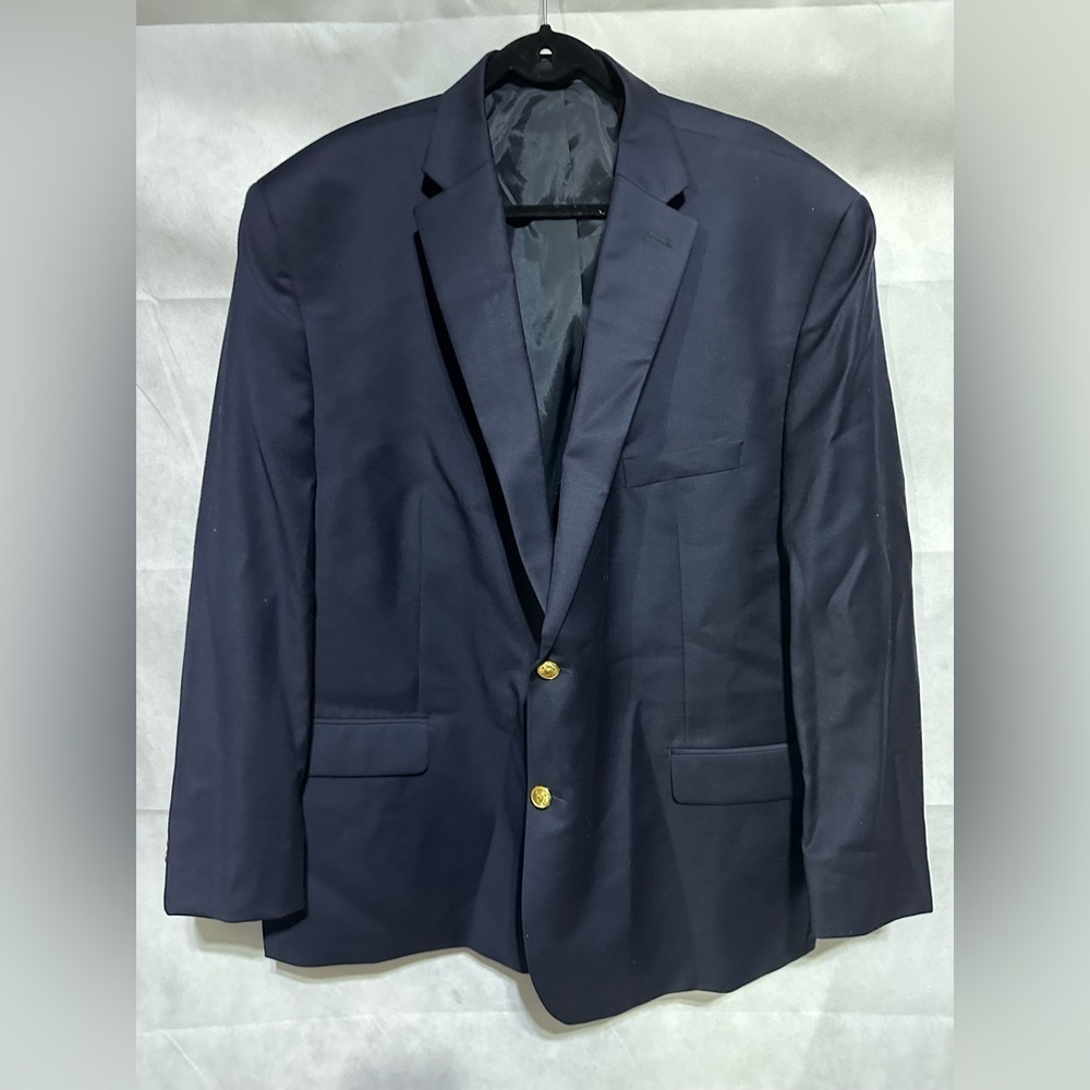 Lauren Ralph Lauren Blazer Jacket Mens 52 R Navy Blue Wool Gold Buttons Preppy